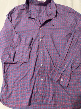 Vineyard Vines Pink and Blue Plaid Button-Down Shirt